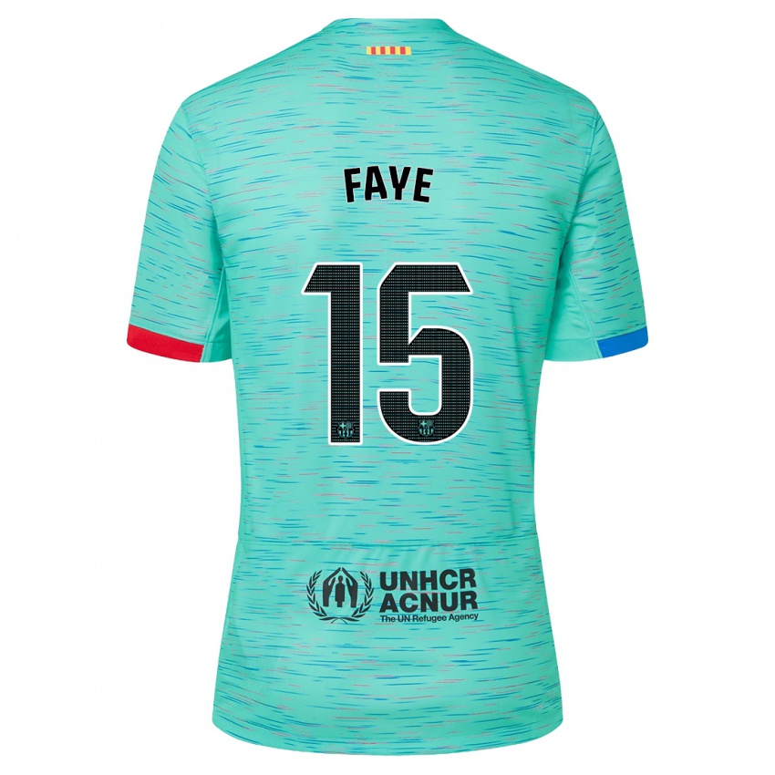 Herren Mikayil Faye #15 Helles Aqua Ausweichtrikot Trikot 2023/24 T-Shirt Schweiz