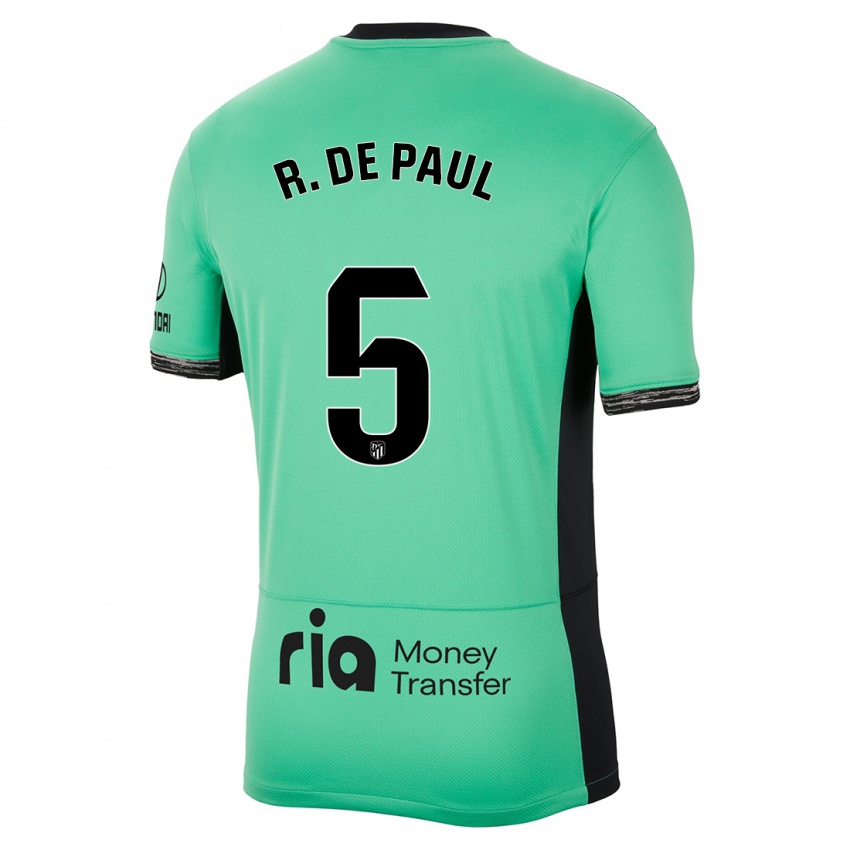 Homme Maillot Rodrigo De Paul #5 Vert Printanier Troisieme 2023/24 T-Shirt Suisse