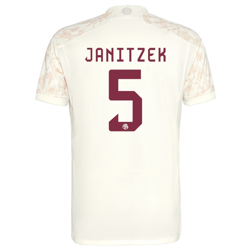 Homme Maillot Justin Janitzek #5 Blanc Cassé Troisieme 2023/24 T-Shirt Suisse