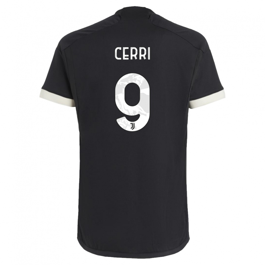 Homme Maillot Leonardo Cerri #9 Noir Troisieme 2023/24 T-Shirt Suisse