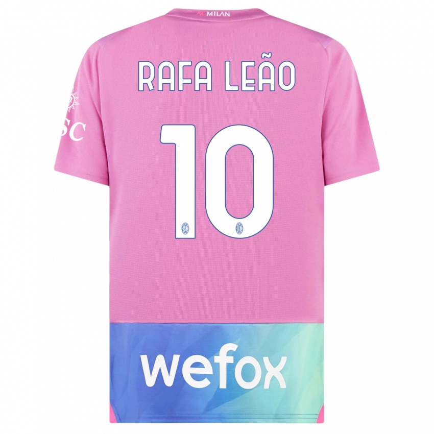 Homme Maillot Rafael Leao #10 Rose-Mauve Troisieme 2023/24 T-Shirt Suisse