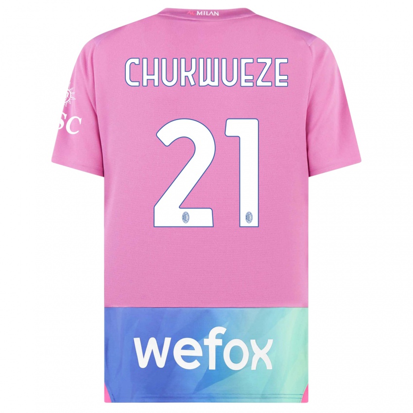 Homme Maillot Samuel Chukwueze #21 Rose-Mauve Troisieme 2023/24 T-Shirt Suisse