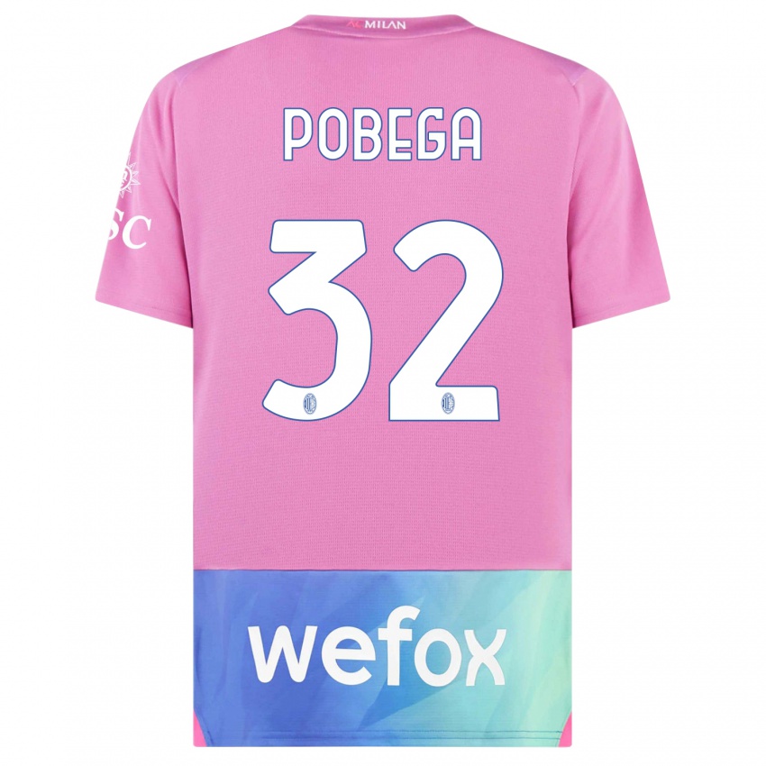 Herren Tommaso Pobega #32 Pink Lila Ausweichtrikot Trikot 2023/24 T-Shirt Schweiz