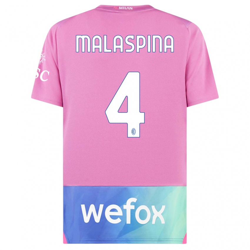 Homme Maillot Mattia Malaspina #4 Rose-Mauve Troisieme 2023/24 T-Shirt Suisse