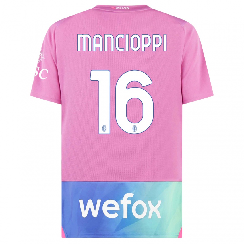 Homme Maillot Tommaso Mancioppi #16 Rose-Mauve Troisieme 2023/24 T-Shirt Suisse
