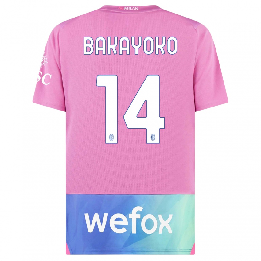 Homme Maillot Tiemoue Bakayoko #14 Rose-Mauve Troisieme 2023/24 T-Shirt Suisse