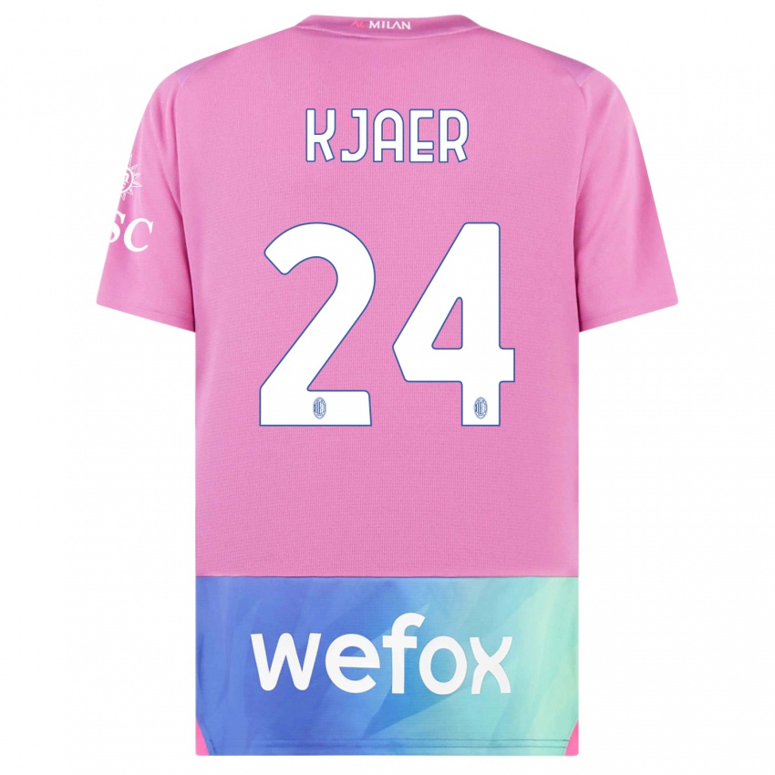 Herren Simon Kaer #24 Pink Lila Ausweichtrikot Trikot 2023/24 T-Shirt Schweiz