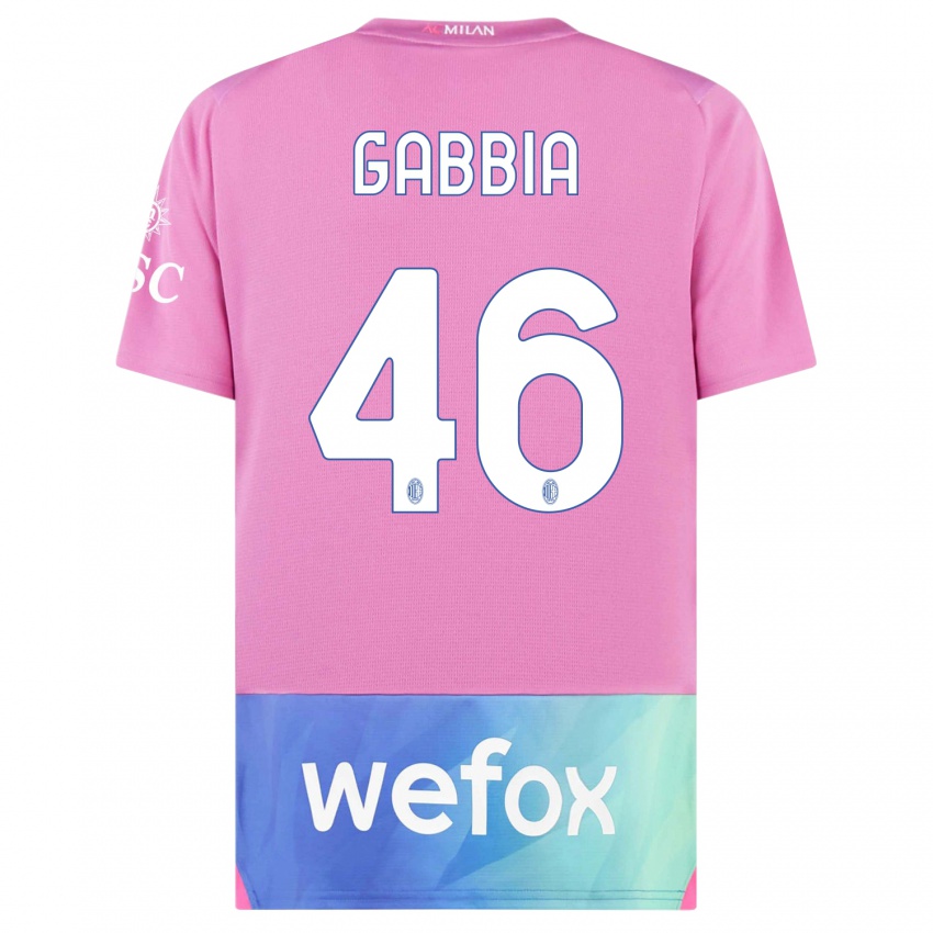 Herren Matteo Gabbia #46 Pink Lila Ausweichtrikot Trikot 2023/24 T-Shirt Schweiz