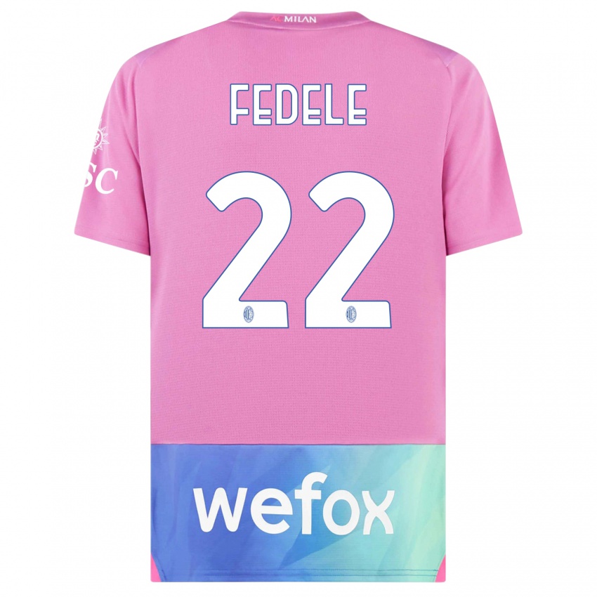 Homme Maillot Noemi Fedele #22 Rose-Mauve Troisieme 2023/24 T-Shirt Suisse