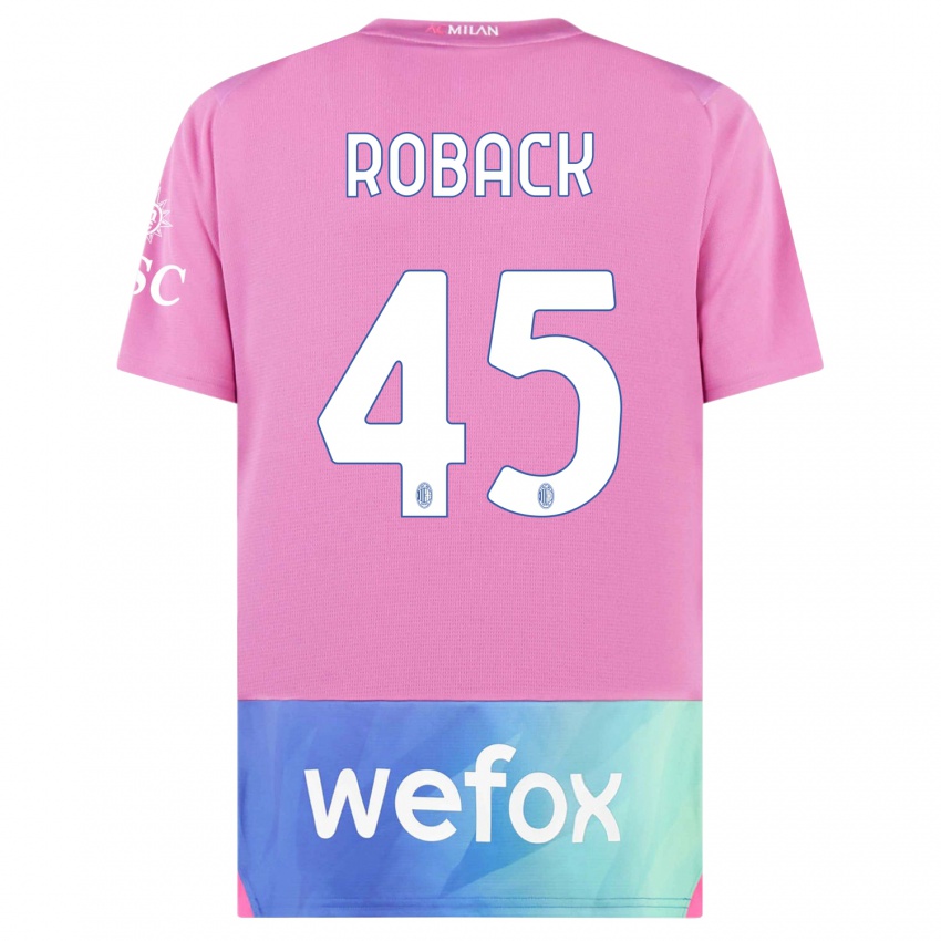 Herren Emil Roback #45 Pink Lila Ausweichtrikot Trikot 2023/24 T-Shirt Schweiz
