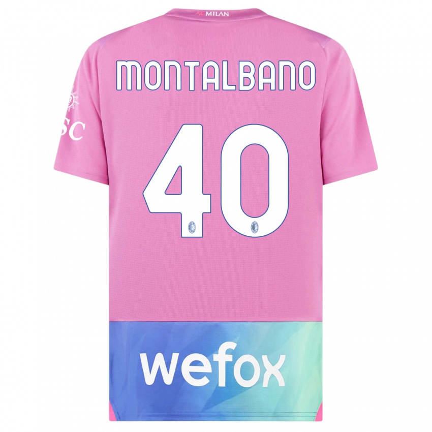 Homme Maillot Nicolo Montalbano #40 Rose-Mauve Troisieme 2023/24 T-Shirt Suisse