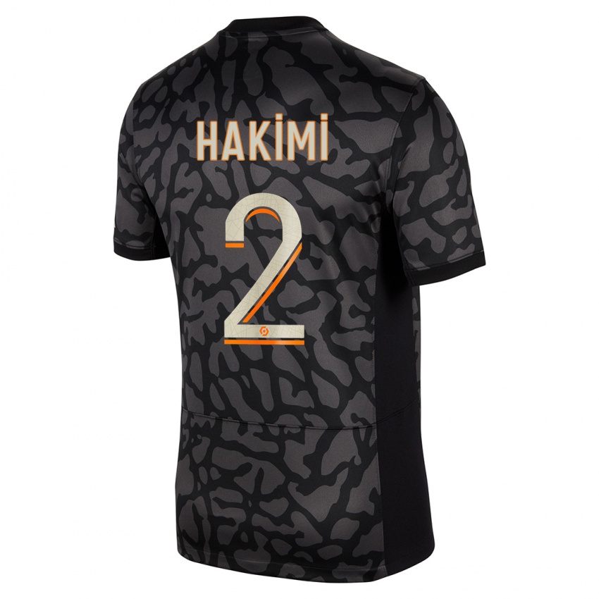 Homme Maillot Achraf Hakimi #2 Noir Troisieme 2023/24 T-Shirt Suisse