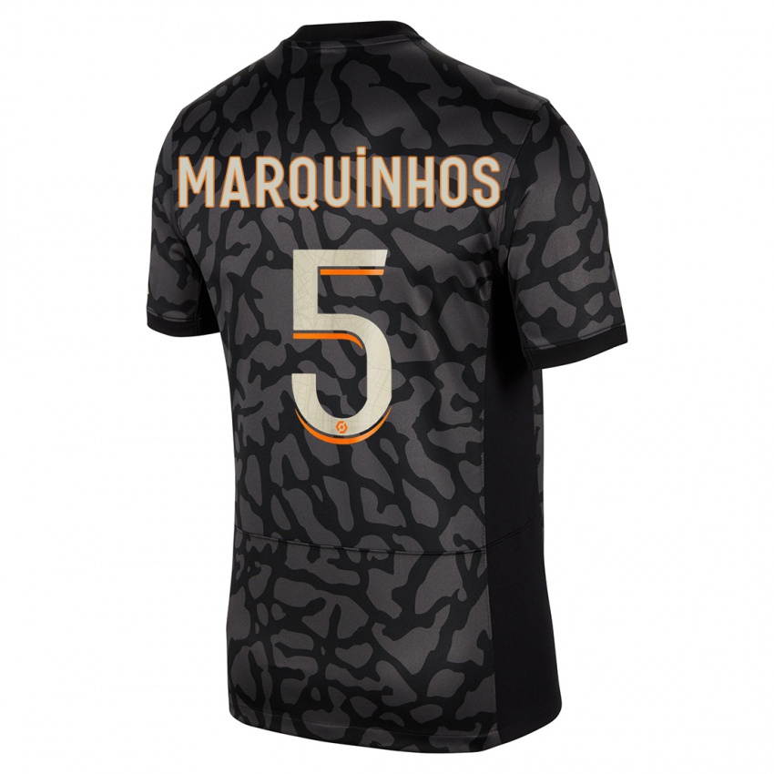 Herren Marquinhos #5 Schwarz Ausweichtrikot Trikot 2023/24 T-Shirt Schweiz