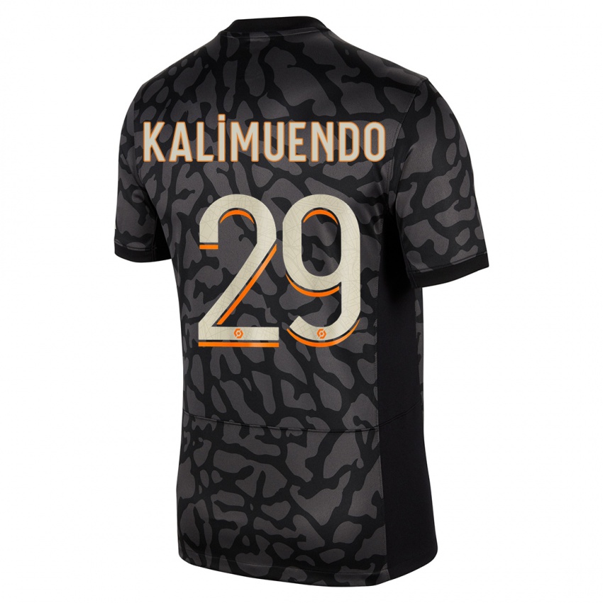 Homme Maillot Arnaud Kalimuendo #29 Noir Troisieme 2023/24 T-Shirt Suisse
