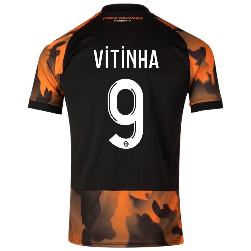Herren Vitinha #9 Schwarzorange Ausweichtrikot Trikot 2023/24 T-Shirt Schweiz