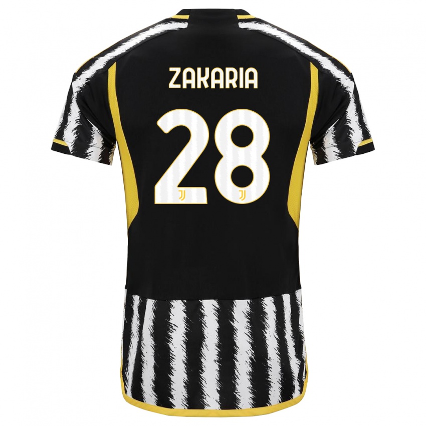 Damen Denis Zakaria #28 Schwarz-Weiss Heimtrikot Trikot 2023/24 T-Shirt Schweiz