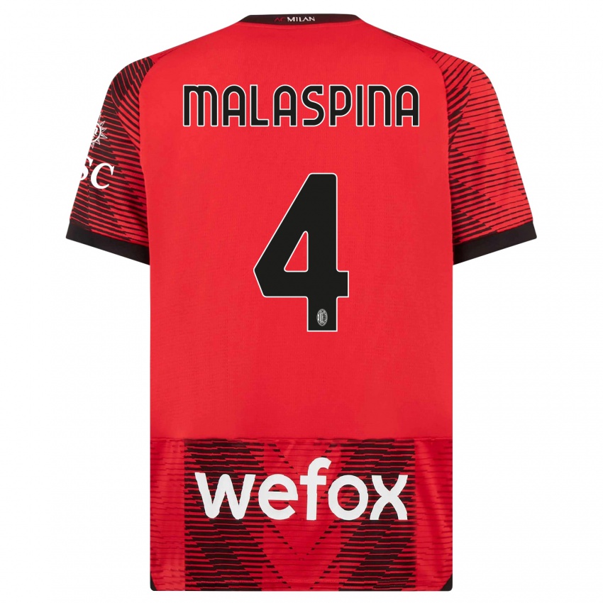 Damen Mattia Malaspina #4 Rot Schwarz Heimtrikot Trikot 2023/24 T-Shirt Schweiz