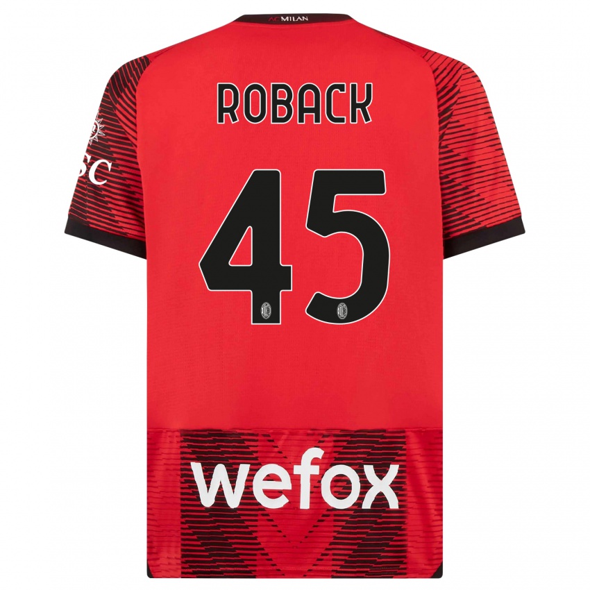 Damen Emil Roback #45 Rot Schwarz Heimtrikot Trikot 2023/24 T-Shirt Schweiz