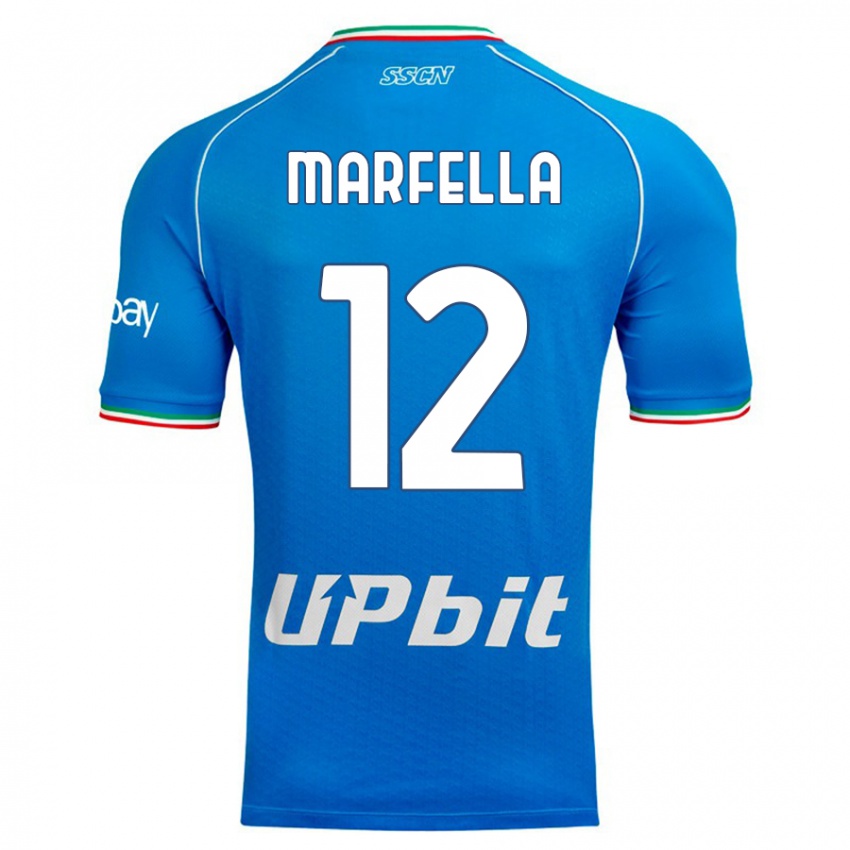 Femme Maillot Davide Marfella #12 Bleu Ciel Tenues Domicile 2023/24 T-Shirt Suisse