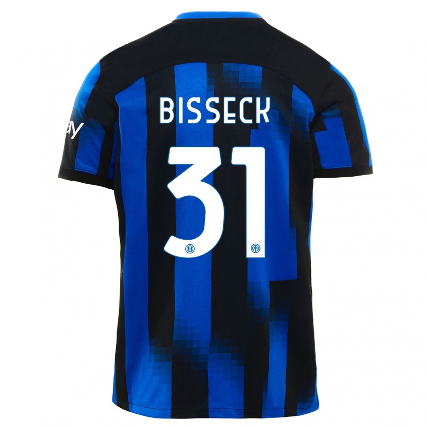 Damen Yann Bisseck #31 Schwarz Blau Heimtrikot Trikot 2023/24 T-Shirt Schweiz