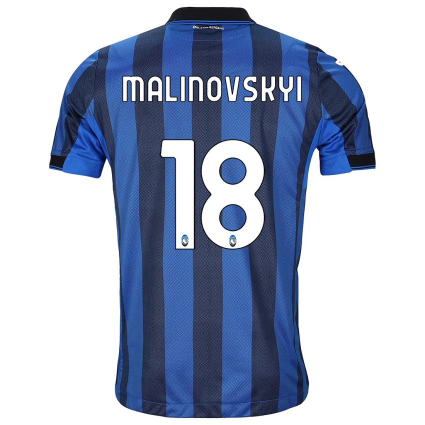 Femme Maillot Ruslan Malinovskyi #18 Noir Bleu Tenues Domicile 2023/24 T-Shirt Suisse