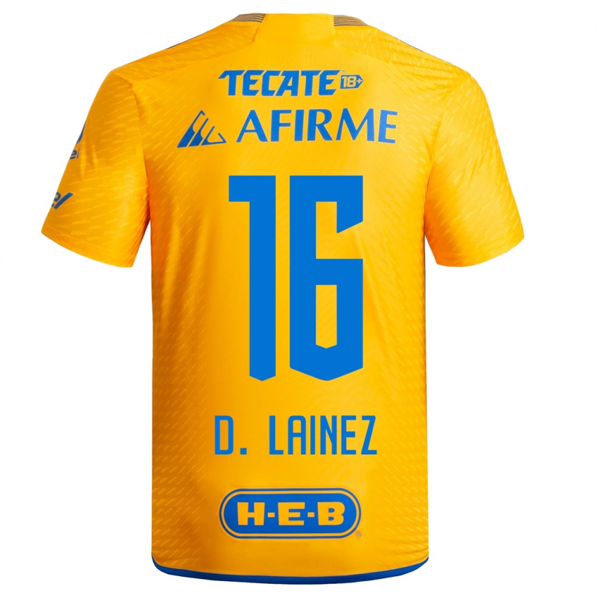 Damen Diego Lainez #16 Gelb Heimtrikot Trikot 2023/24 T-Shirt Schweiz