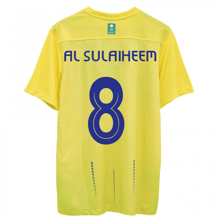 Femme Maillot Abdulmajeed Al-Sulaiheem #8 Jaune Tenues Domicile 2023/24 T-Shirt Suisse