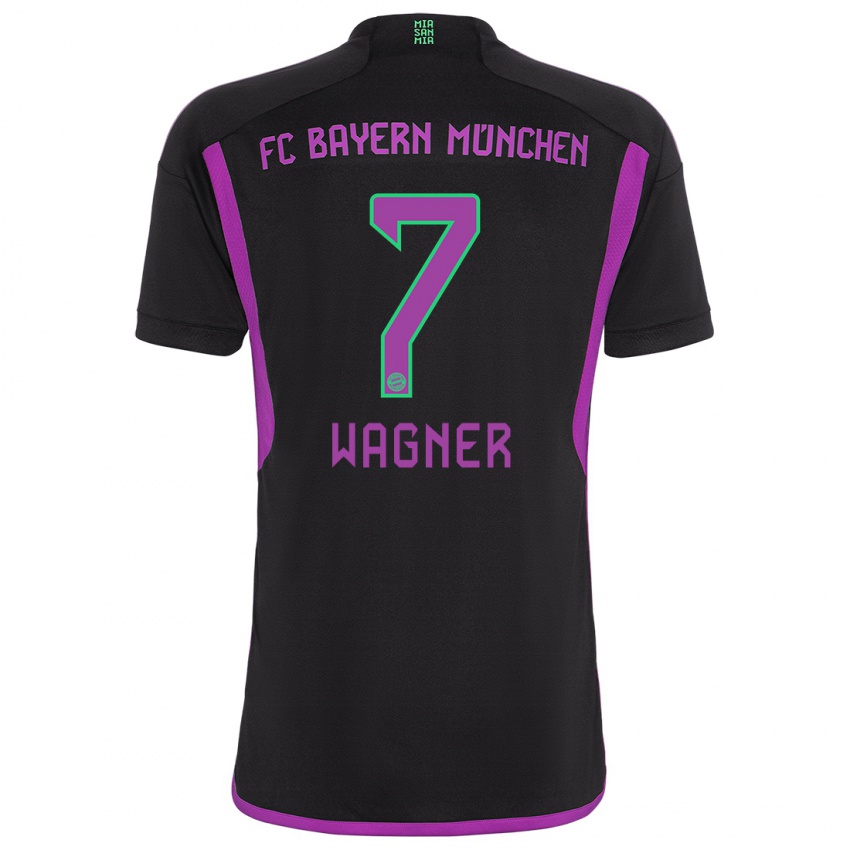 Damen Maximilian Wagner #7 Schwarz Auswärtstrikot Trikot 2023/24 T-Shirt Schweiz