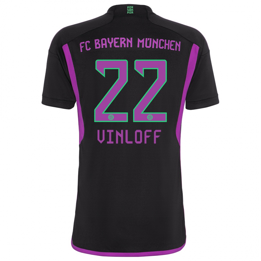 Damen Matteo Vinloff #22 Schwarz Auswärtstrikot Trikot 2023/24 T-Shirt Schweiz