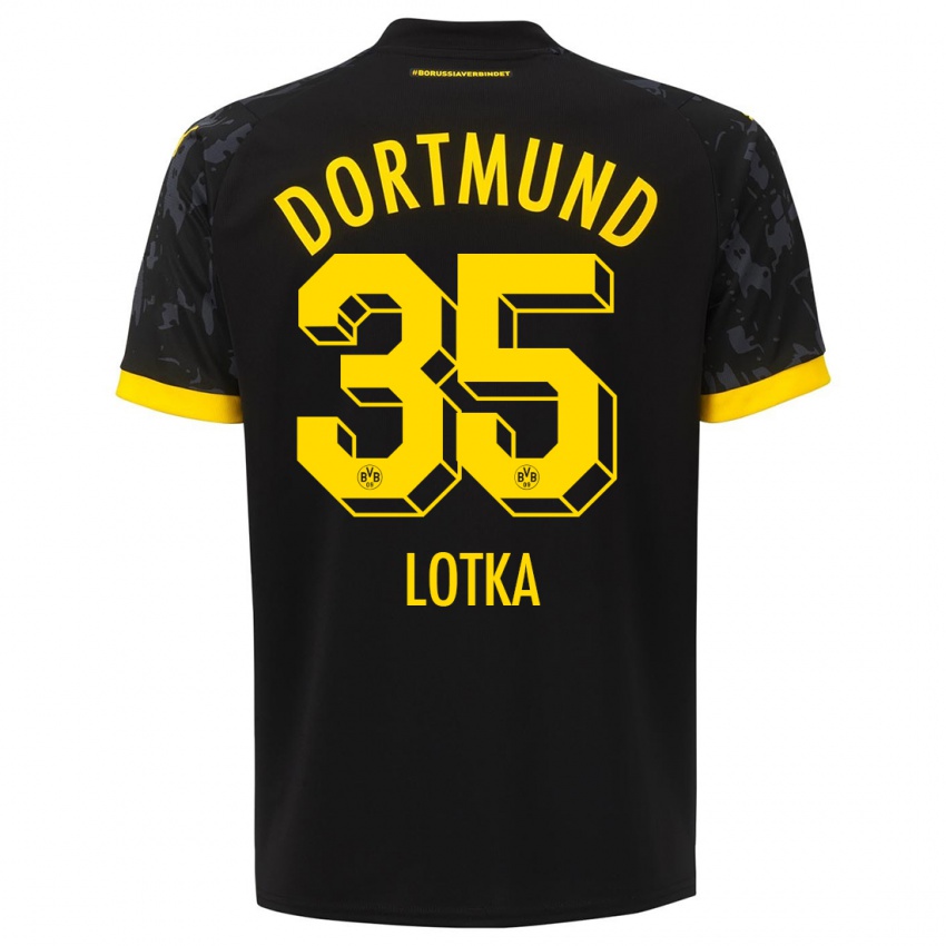 Damen Marcel Lotka #35 Schwarz Auswärtstrikot Trikot 2023/24 T-Shirt Schweiz