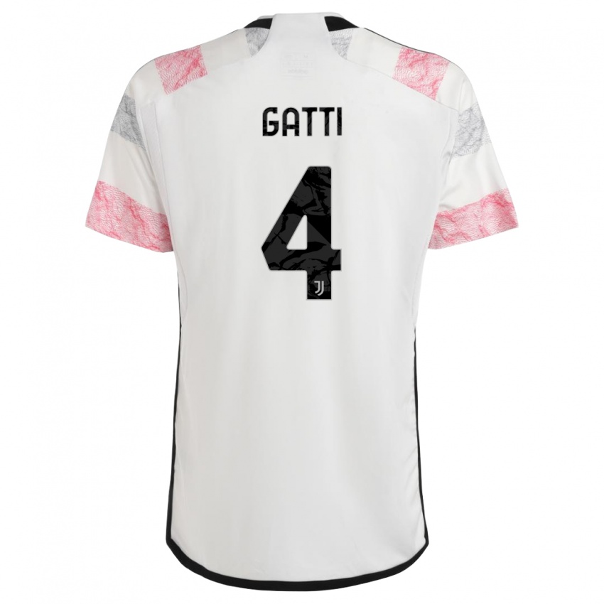 Damen Federico Gatti #4 Weiß Rosa Auswärtstrikot Trikot 2023/24 T-Shirt Schweiz