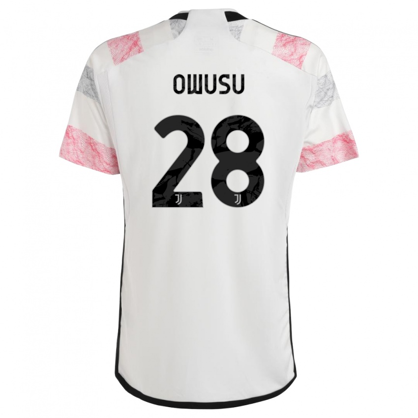 Damen Augusto Owusu #28 Weiß Rosa Auswärtstrikot Trikot 2023/24 T-Shirt Schweiz