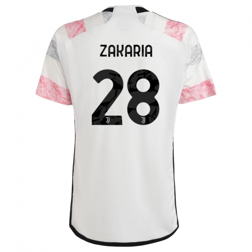 Damen Denis Zakaria #28 Weiß Rosa Auswärtstrikot Trikot 2023/24 T-Shirt Schweiz