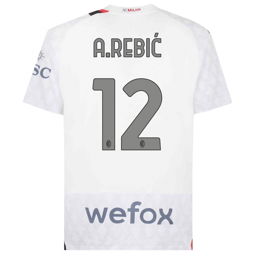 Damen Ante Rebic #12 Weiß Auswärtstrikot Trikot 2023/24 T-Shirt Schweiz