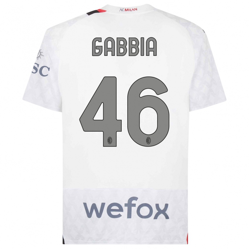 Damen Matteo Gabbia #46 Weiß Auswärtstrikot Trikot 2023/24 T-Shirt Schweiz