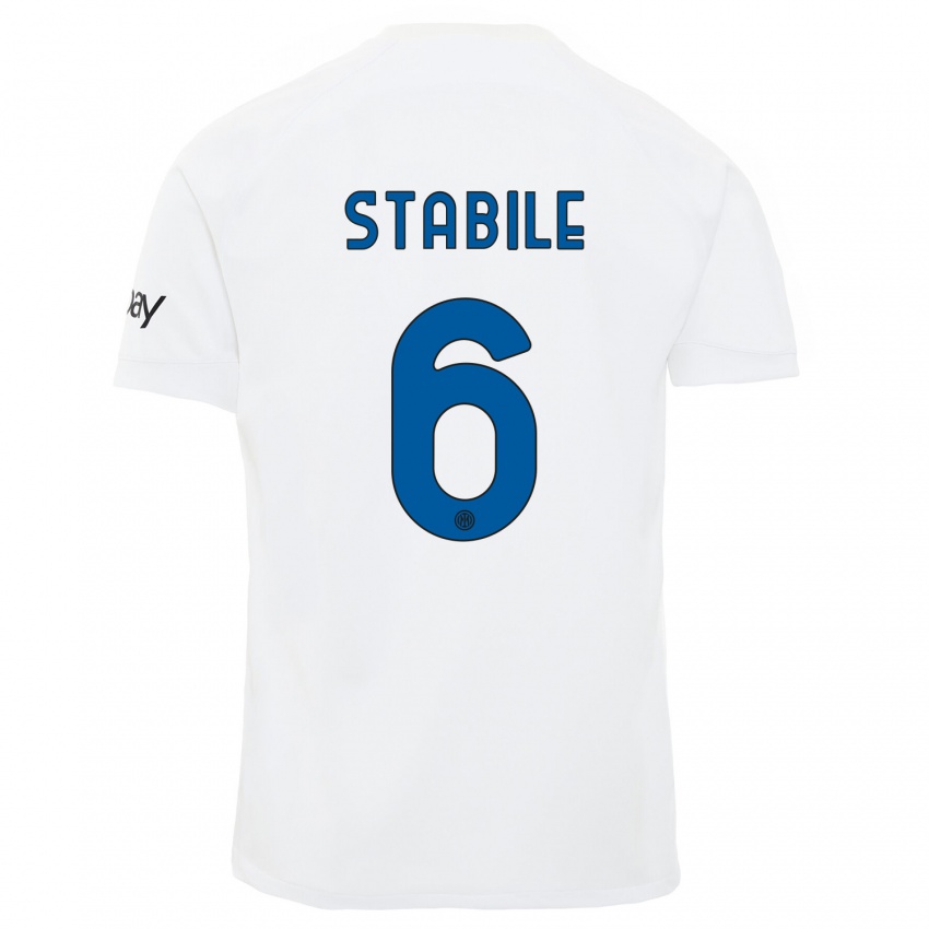 Damen Giacomo Stabile #6 Weiß Auswärtstrikot Trikot 2023/24 T-Shirt Schweiz