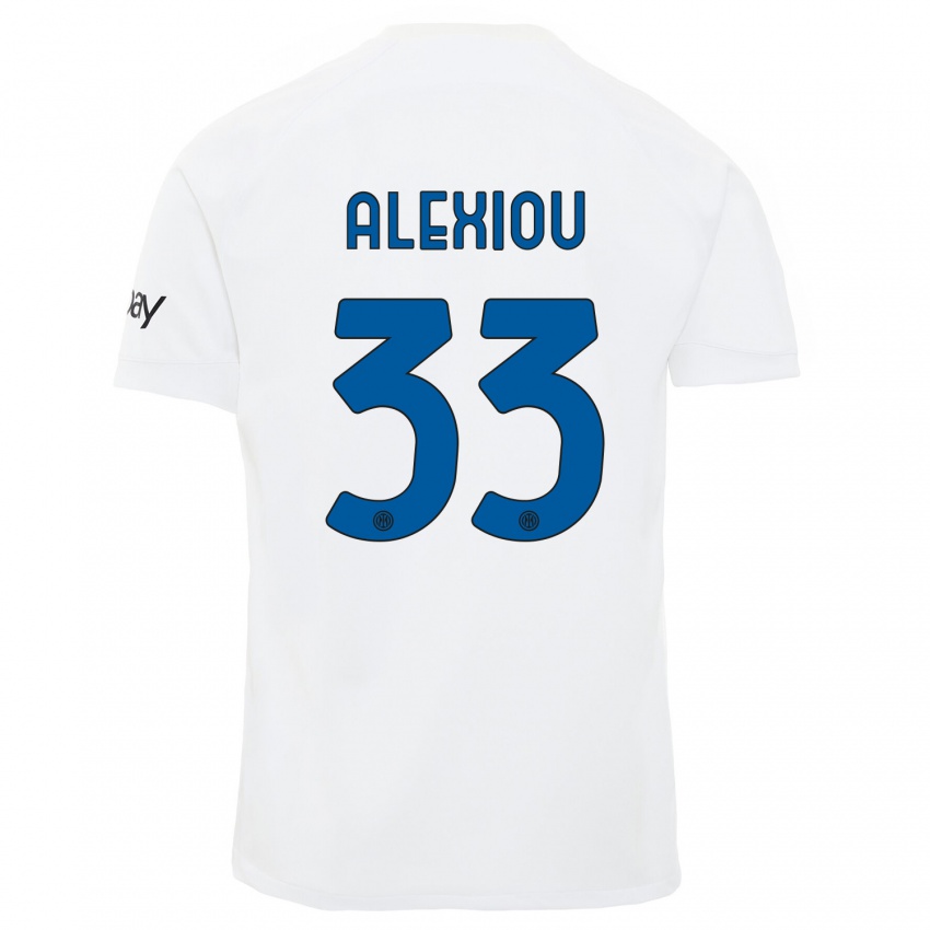 Damen Christos Alexiou #33 Weiß Auswärtstrikot Trikot 2023/24 T-Shirt Schweiz