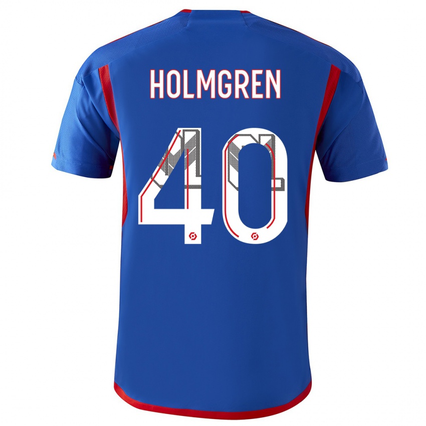 Damen Emma Holmgren #40 Blau Rot Auswärtstrikot Trikot 2023/24 T-Shirt Schweiz