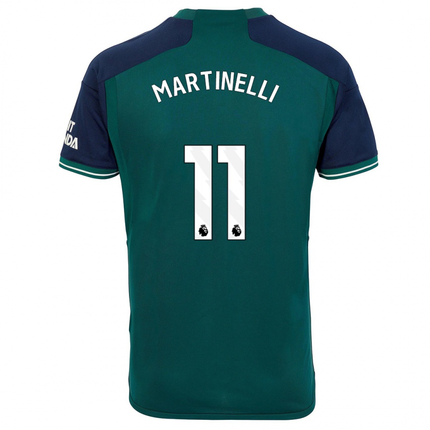 Femme Maillot Gabriel Martinelli #11 Vert Troisieme 2023/24 T-Shirt Suisse