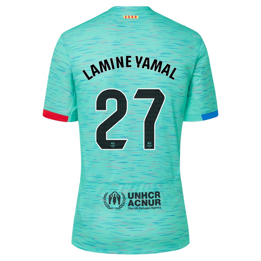 Damen Lamine Yamal #27 Helles Aqua Ausweichtrikot Trikot 2023/24 T-Shirt Schweiz