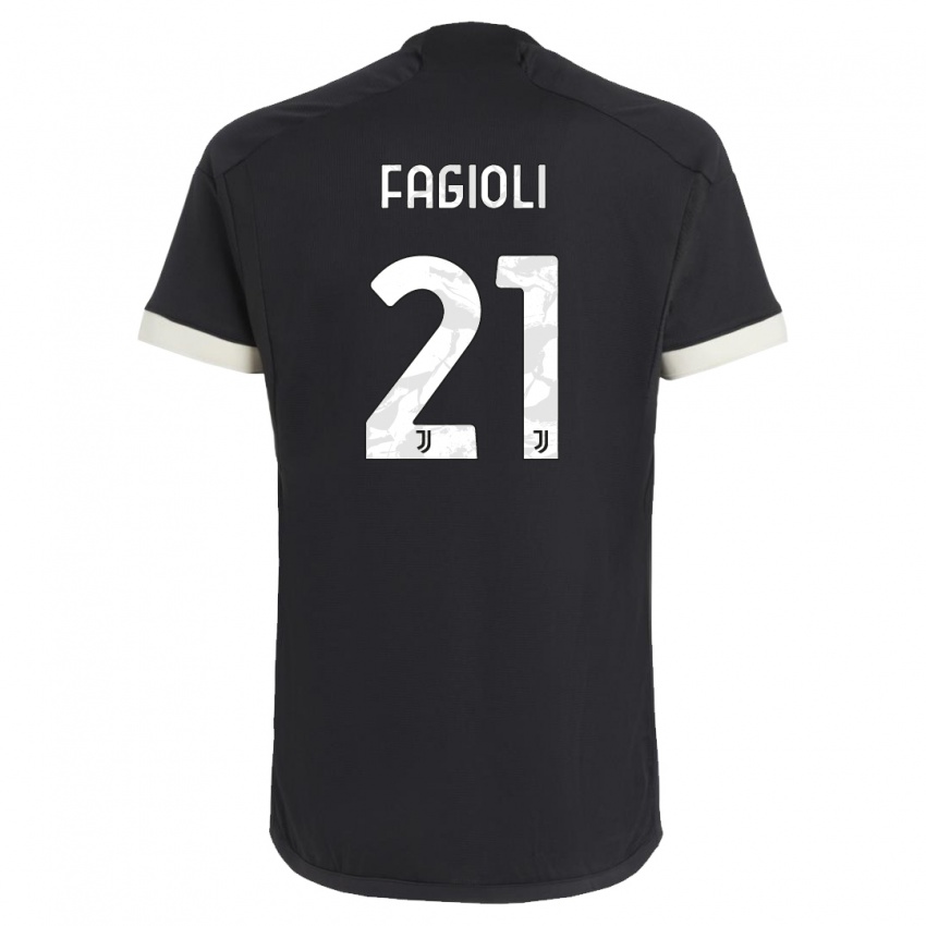 Damen Nicolo Fagioli #21 Schwarz Ausweichtrikot Trikot 2023/24 T-Shirt Schweiz