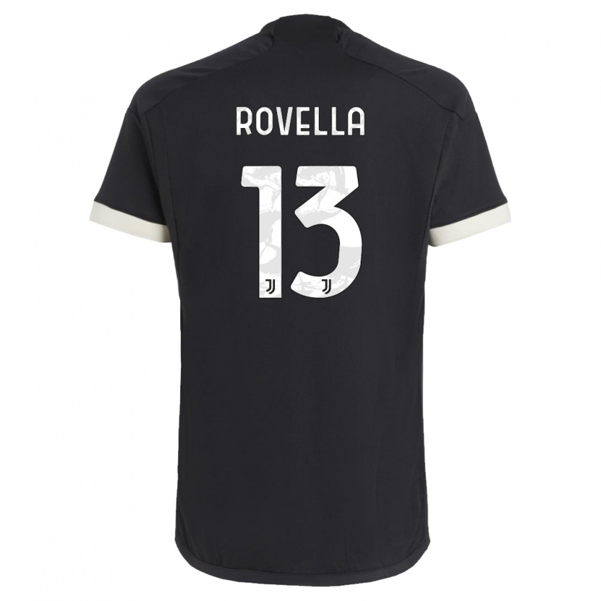 Damen Nicolo Rovella #13 Schwarz Ausweichtrikot Trikot 2023/24 T-Shirt Schweiz