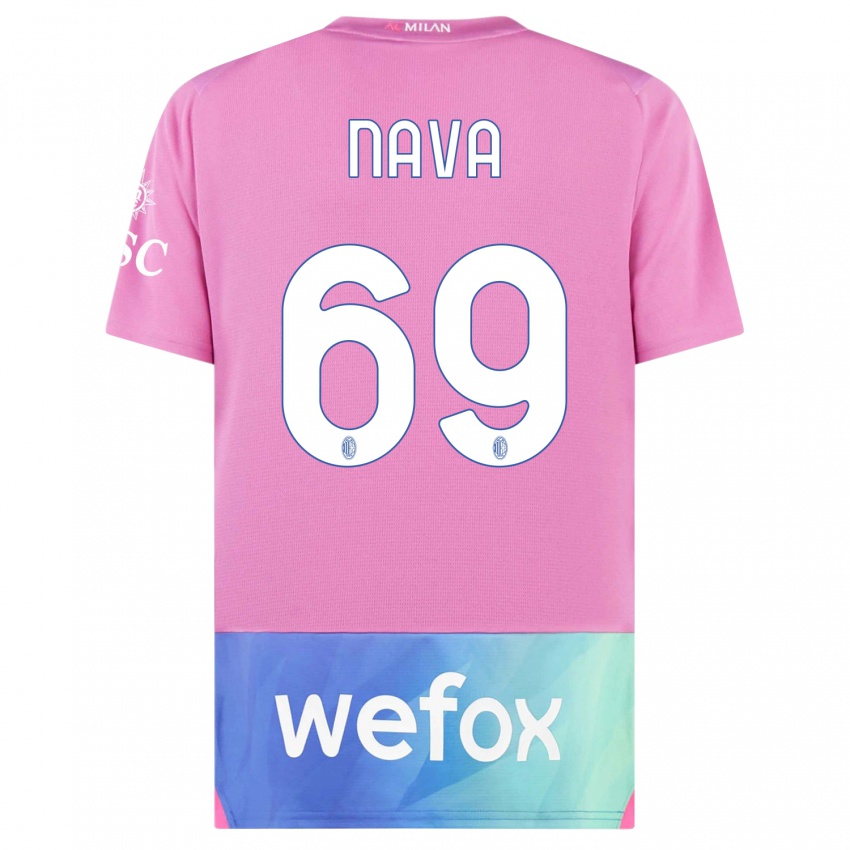 Femme Maillot Lapo Nava #69 Rose-Mauve Troisieme 2023/24 T-Shirt Suisse