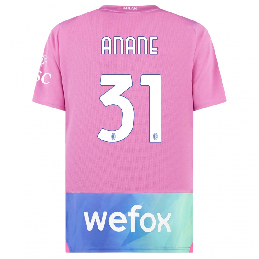 Femme Maillot Emmanuel Anane #31 Rose-Mauve Troisieme 2023/24 T-Shirt Suisse
