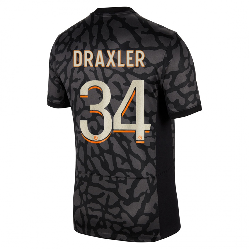 Femme Maillot Julian Draxler #34 Noir Troisieme 2023/24 T-Shirt Suisse